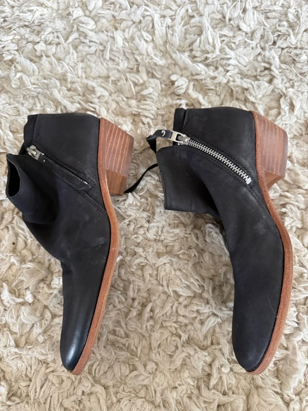 Sam Edelman Black Suede Ankle Booties with Side Zipper